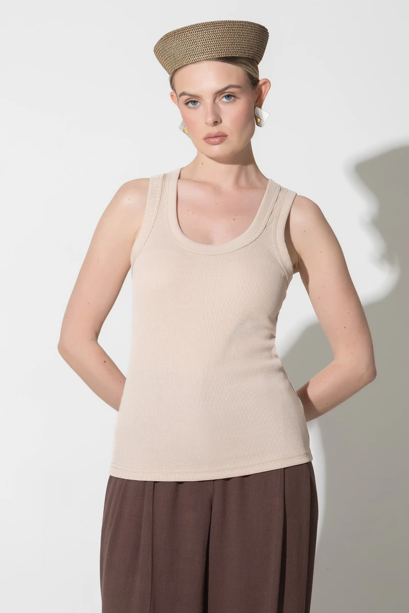 Latte ribbed T-shirt