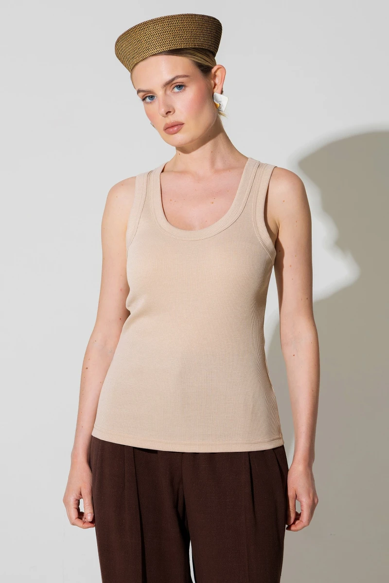 Latte ribbed T-shirt