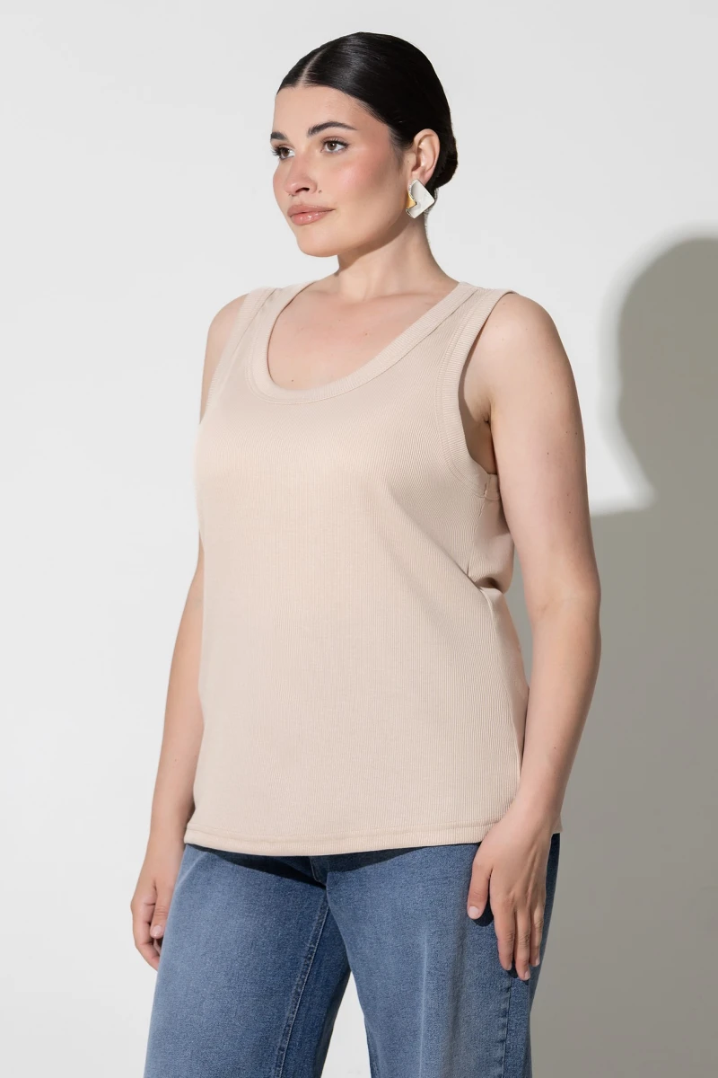 Latte ribbed T-shirt plus size