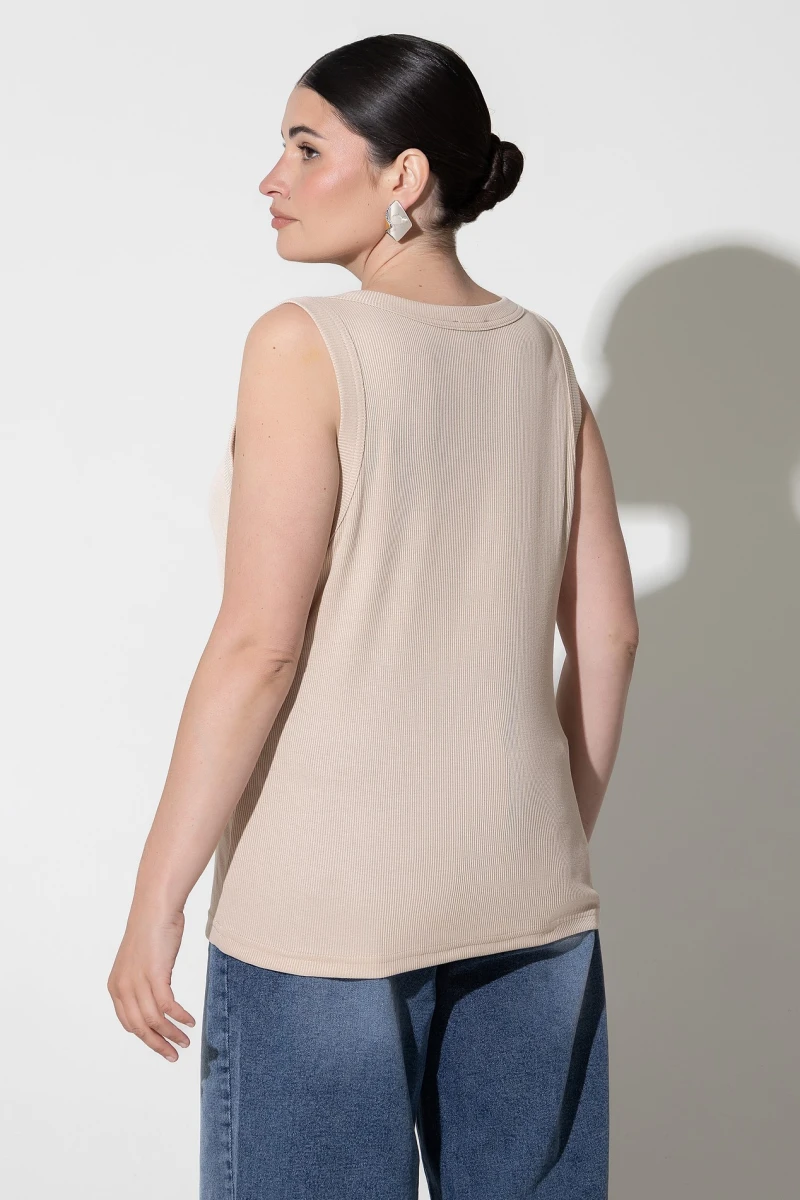 Latte ribbed T-shirt plus size