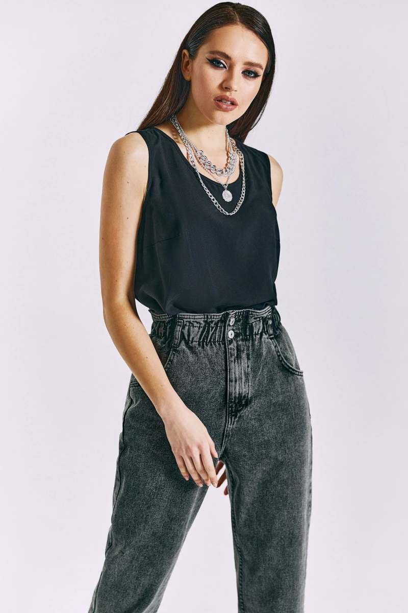 Black T-shirt with staples