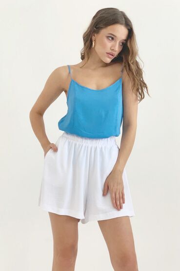 Light blue staple cotton top with shoulder straps