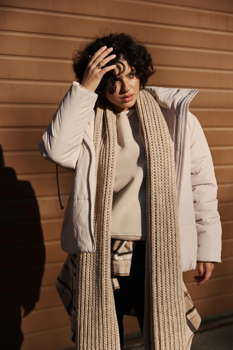 Beige knitted scarf 40*190 cm