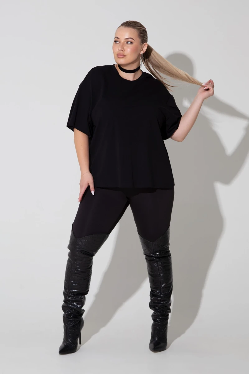 Black knitted T-shirt large size