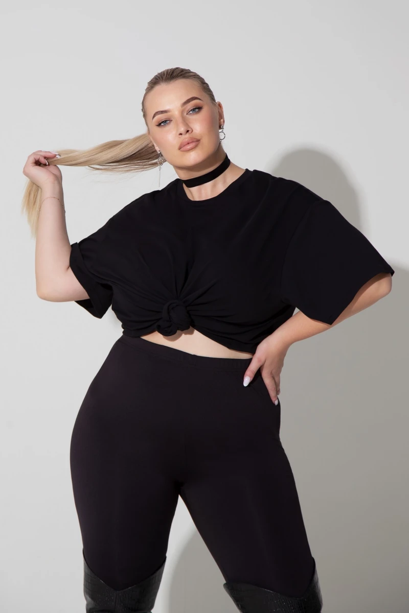 Black knitted T-shirt large size