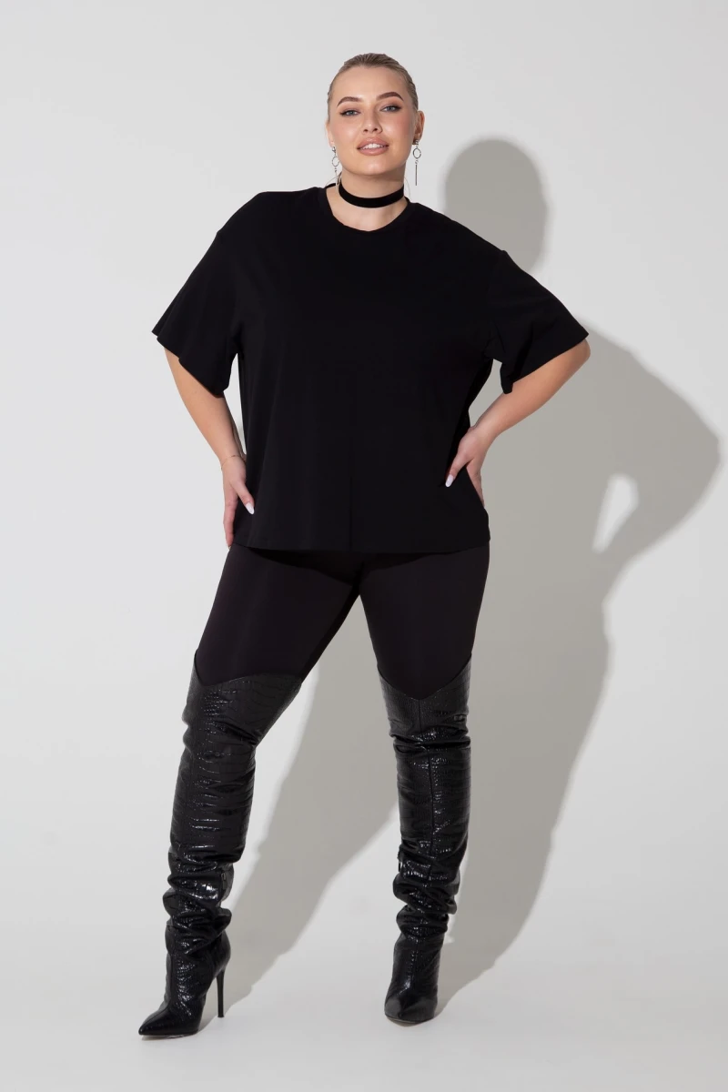 Black knitted T-shirt large size