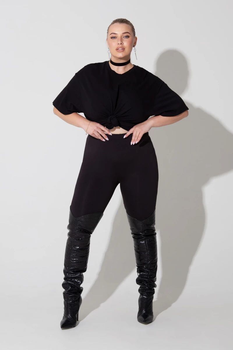 Black knitted T-shirt large size