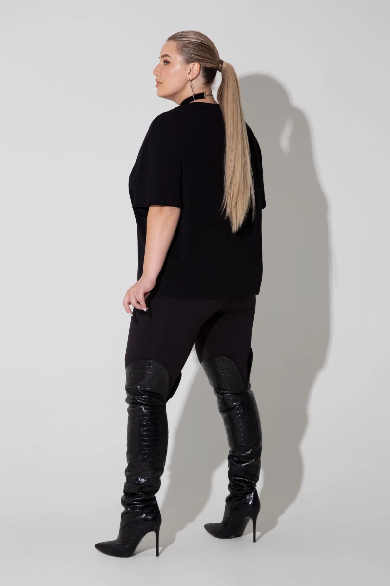 Black knitted T-shirt large size