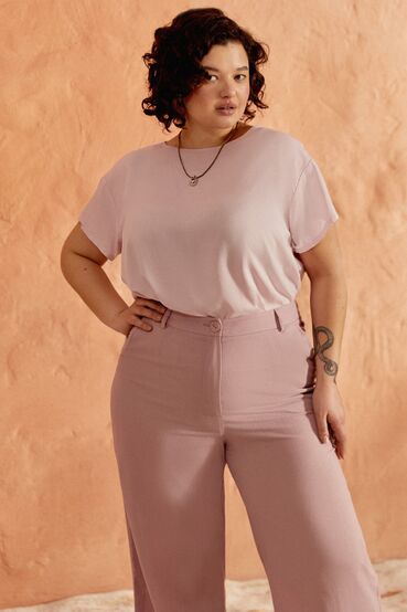 Blush straight staple cotton T-shirt plus size