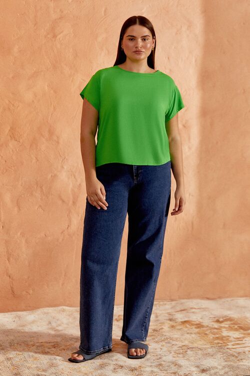 Bright green T-shirt made of staple cotton plus size