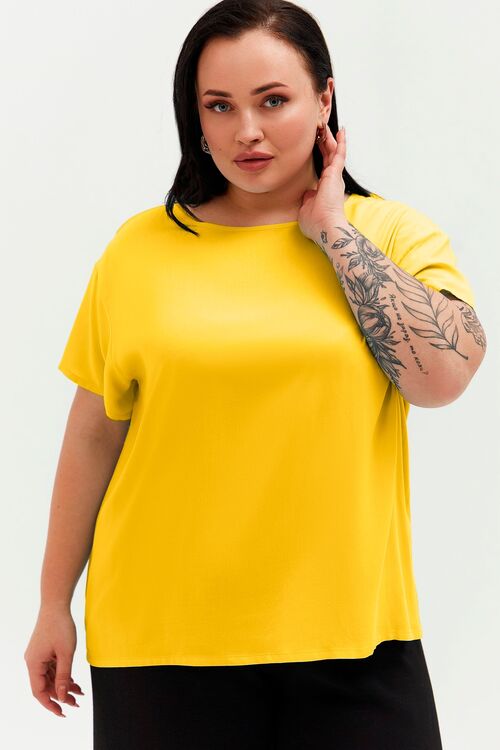 Straight T-shirt staple lemon plus size