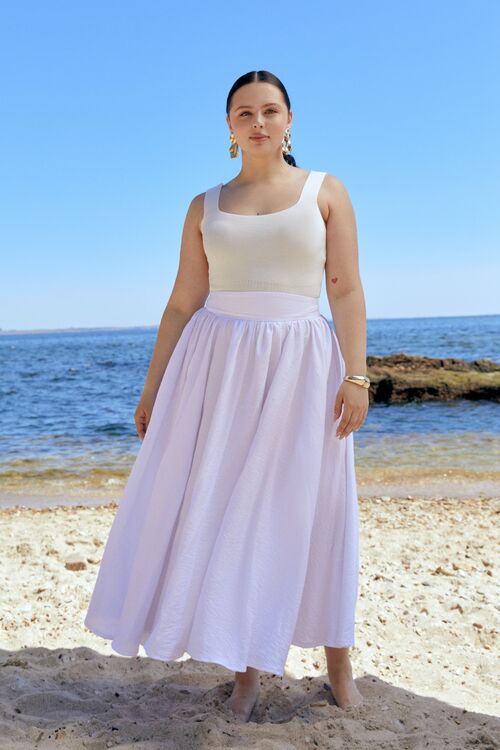 Milky eco linen skirt plus size