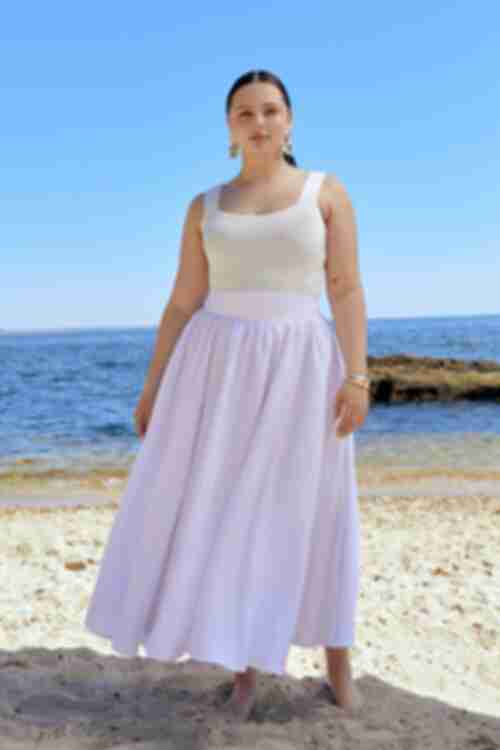 Milky eco linen skirt plus size