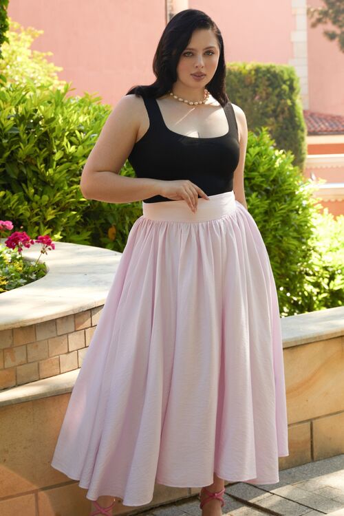 Pink eco-linen skirt plus size