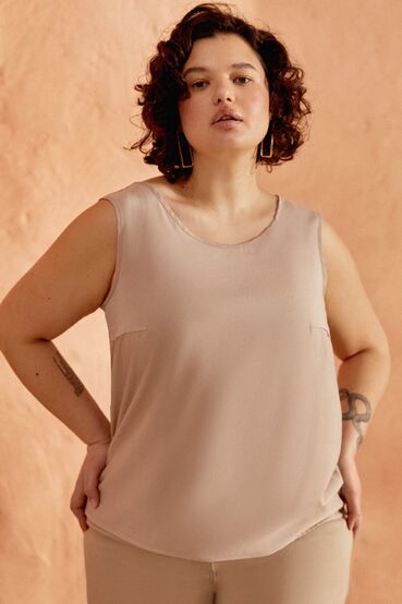 Beige staple cotton tank top plus size #2