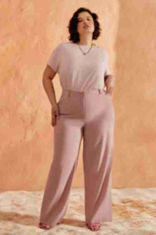 Taffy straight linen trousers plus size