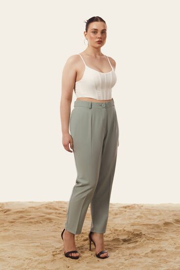 Sage tapered trousers made of suiting fabric plus size #2