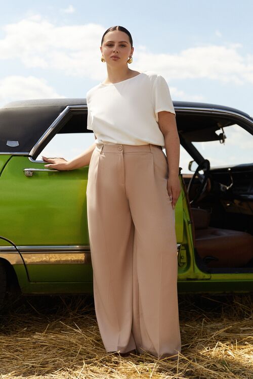 Beige suit trousers plus size