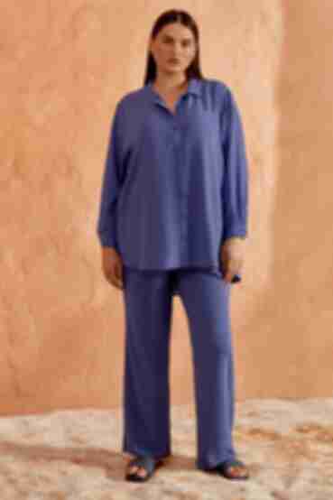 Suit blouse and palazzo pants viscose harvester denim plus size