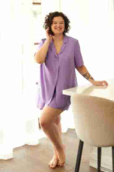 Pajama set short sleeve shirt and shorts staple lilac