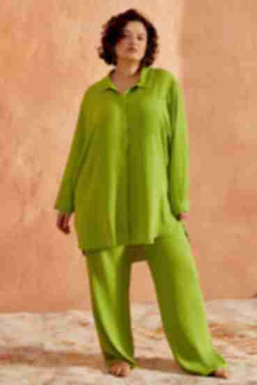 Suit blouse and palazzo pants viscose harvester lime plus size