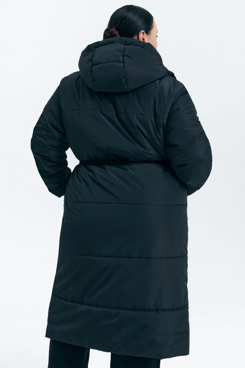 Jacket made of raincoat fabric with a hood black plus size