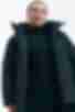 Short jacket with a hood made of black raincoat fabric plus size