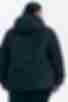 Short jacket with a hood made of black raincoat fabric plus size