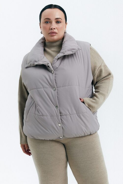 Vest raincoat fabric latte plus size