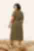 Сукня-сорочка міді зі стійкою штапель хакі великий розмір