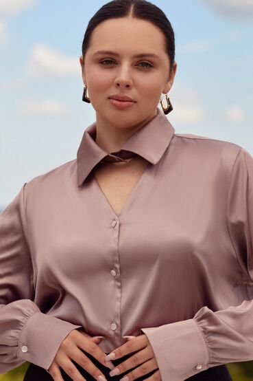 Blouse with collar artificial silk moko plus size #2