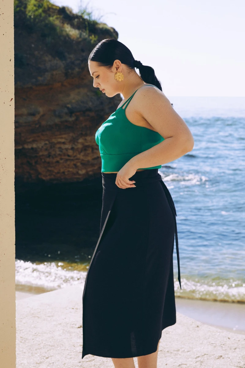 Midi skirt viscose black