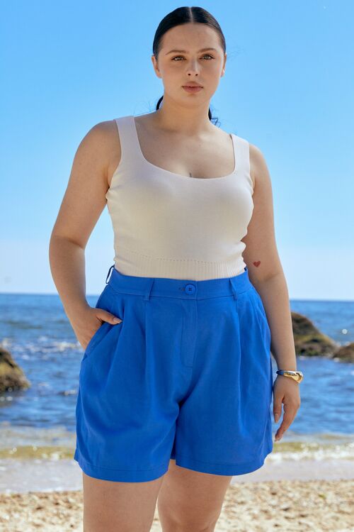 Shorts-bermuda with electric linen plus size