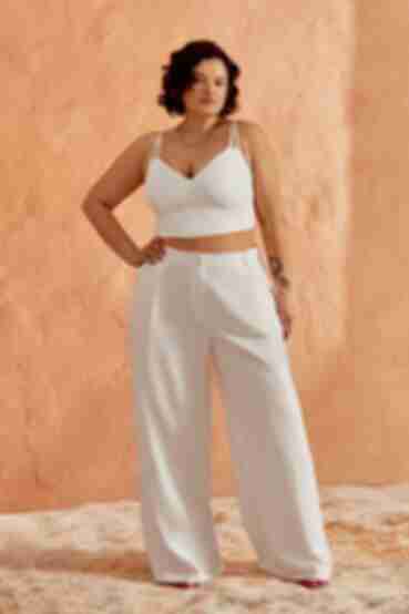 Top with straps suit fabric white plus size