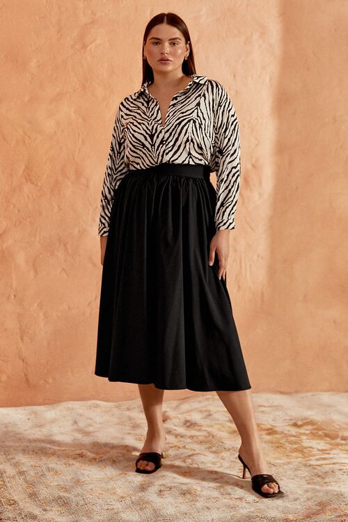 Artificial silk shirt in zebra print plus size