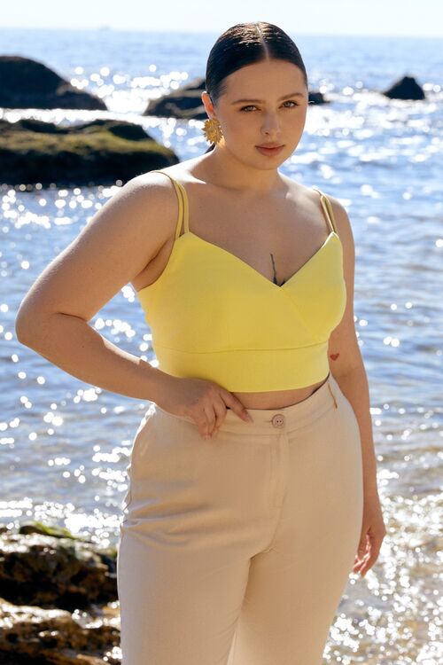 Plus size yellow crop top online