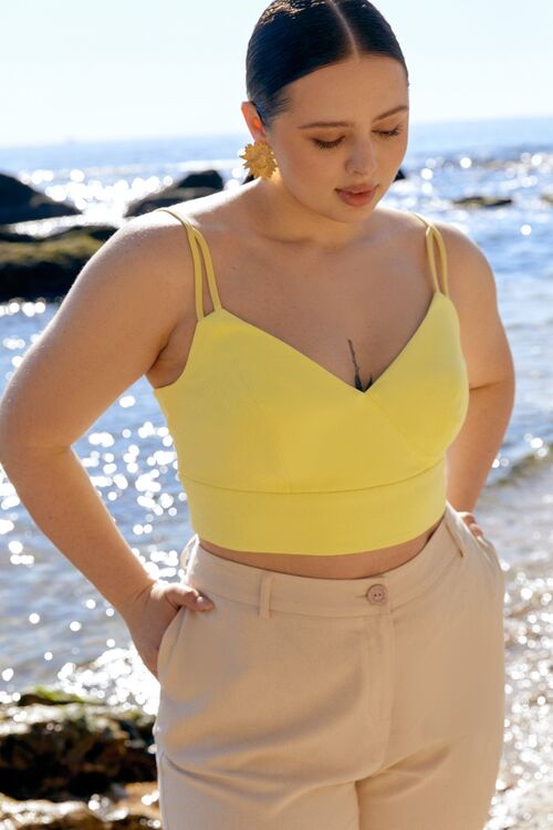 Lemon crop top made of suiting fabric plus size