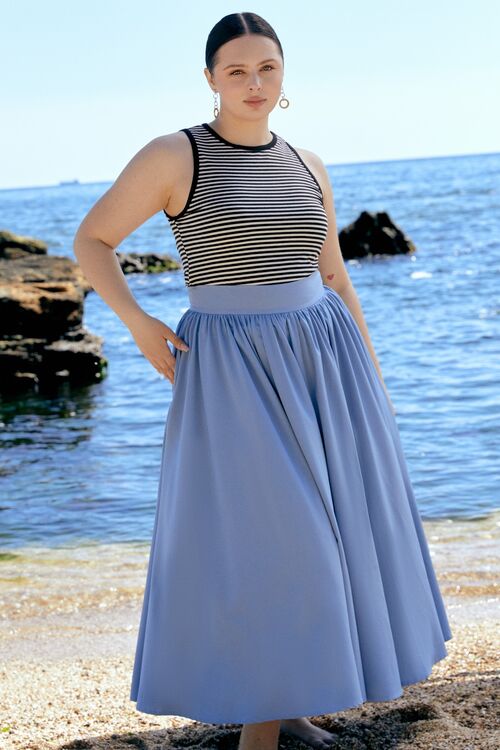 Skirt voluminous midi soft denim plus size