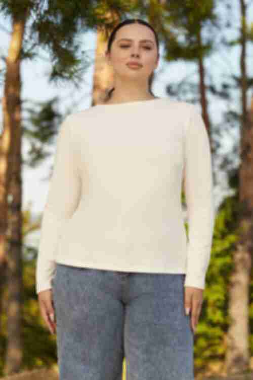 Longsleeve jersey ribbed milky plus size