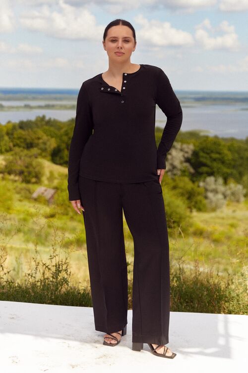 Longsleeve with buttons knitwear black plus size