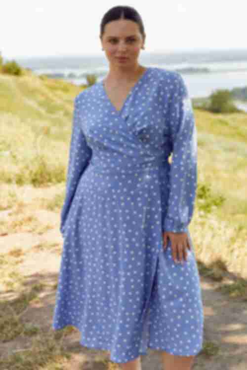 Dress on zatin demi soft milky large polka dots on blue plus size