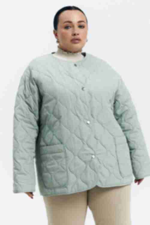 Sage quilted raincoat jacket plus size