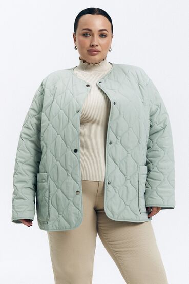 Sage quilted raincoat jacket plus size #2