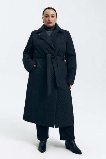 Midi quilted coat jacket black plus size