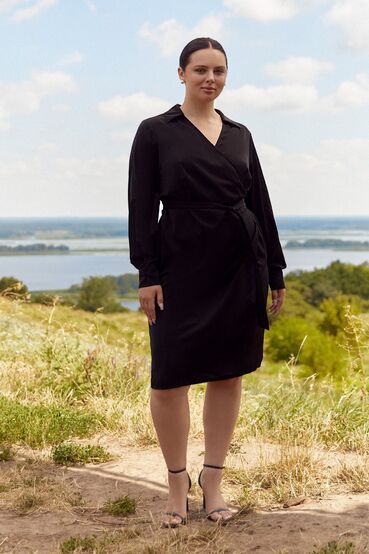 Demi dress with a hem suit fabric polyvinylene black plus size