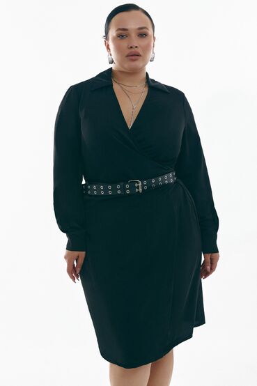 Demi dress with a hem suit fabric polyvinylene black plus size