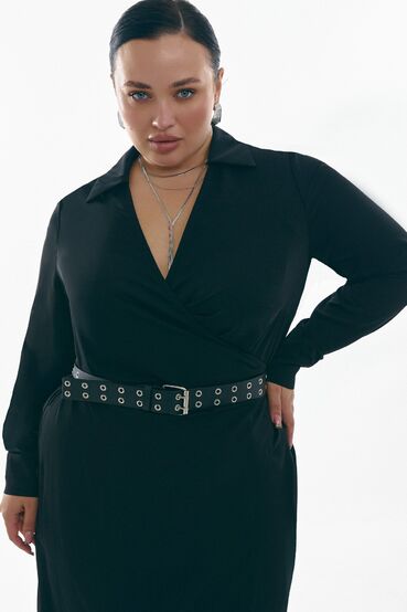 Demi dress with a hem suit fabric polyvinylene black plus size #2