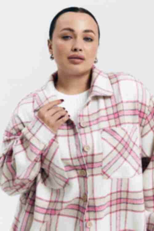 Oversized shirt pink cage on milk plus size