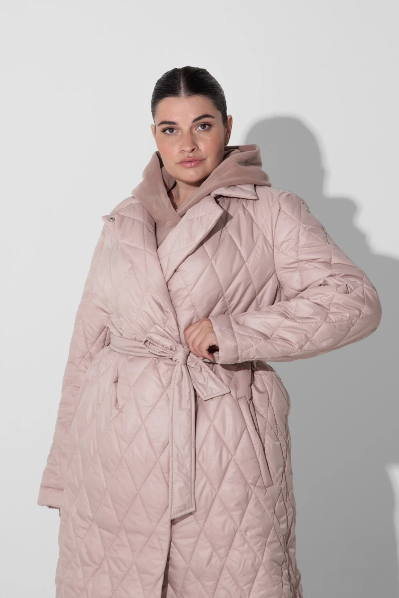 Latte quilted coating jacket plus size