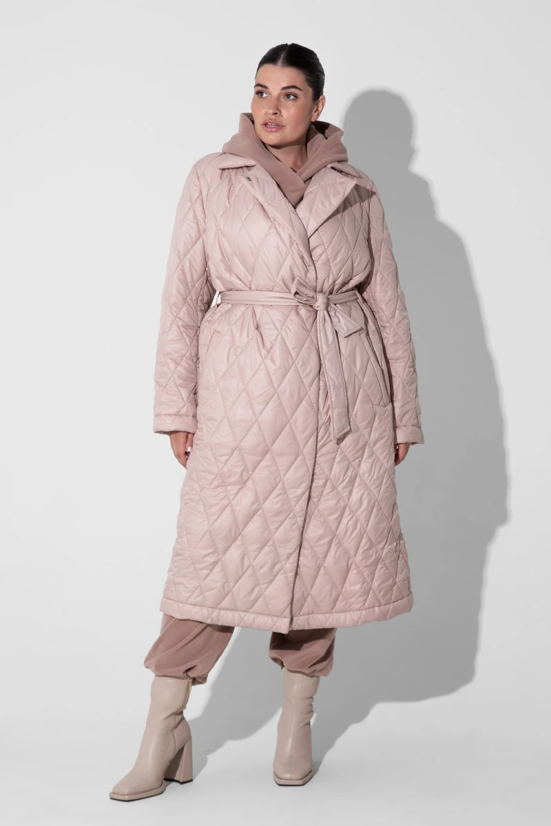 Latte quilted coating jacket plus size